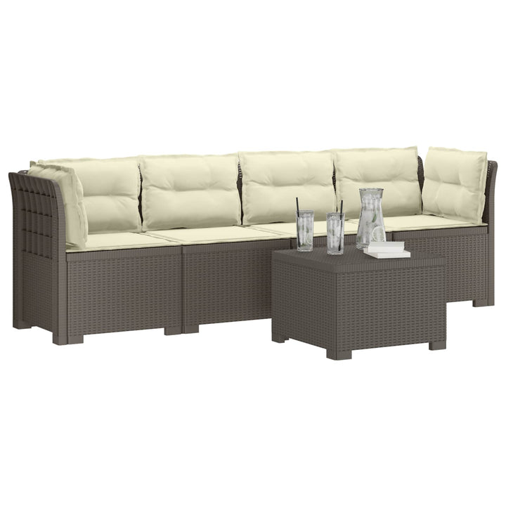 4-personers have-sofa med puder i rattan-look PP Lysegrå