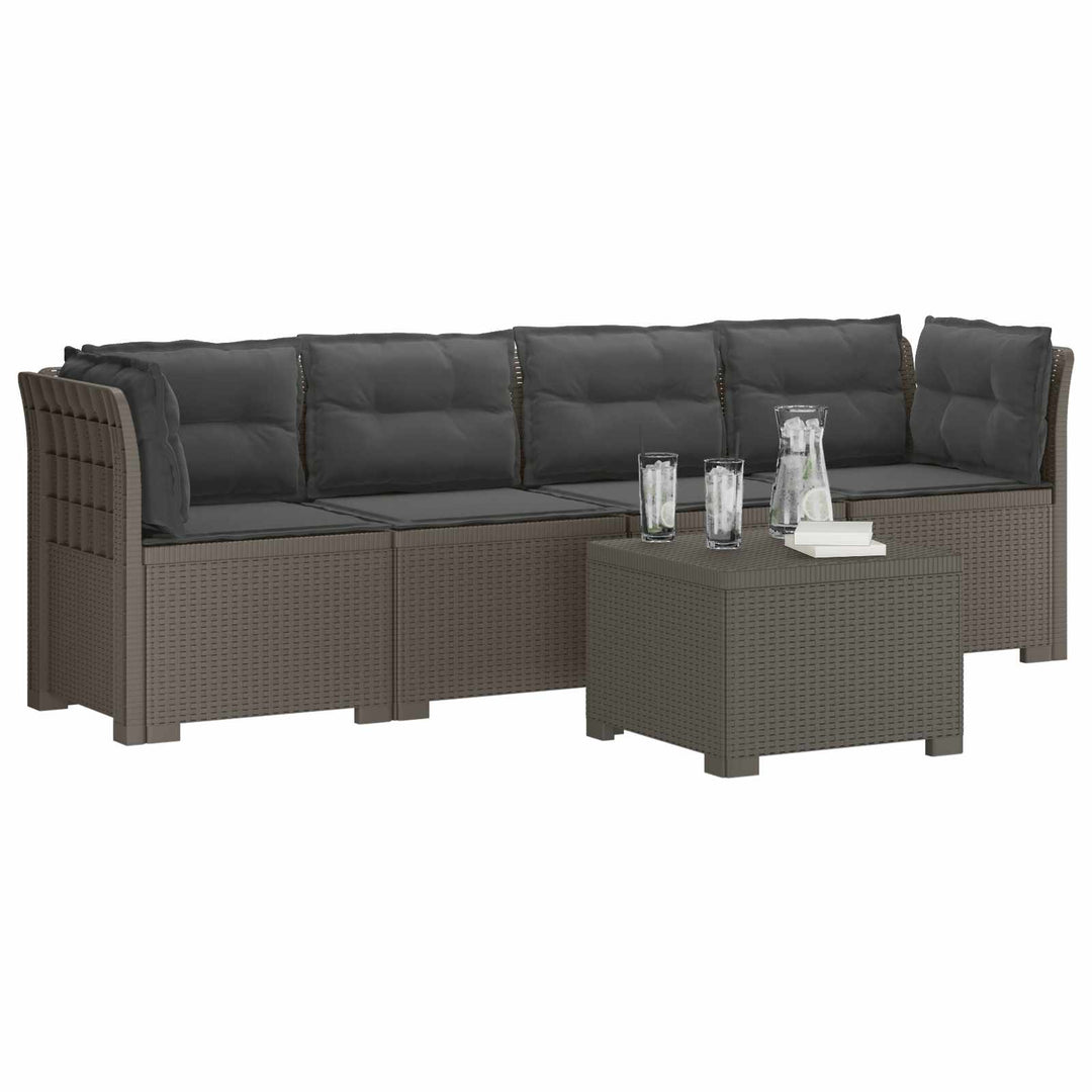 4-personers have-sofa med puder i rattan-look PP Lysegrå