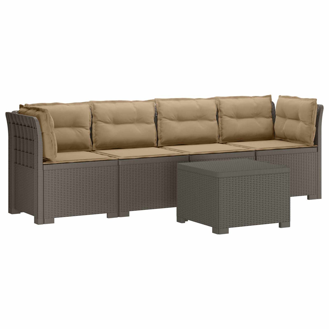 4-personers have-sofa med puder i rattan-look PP Lysegrå