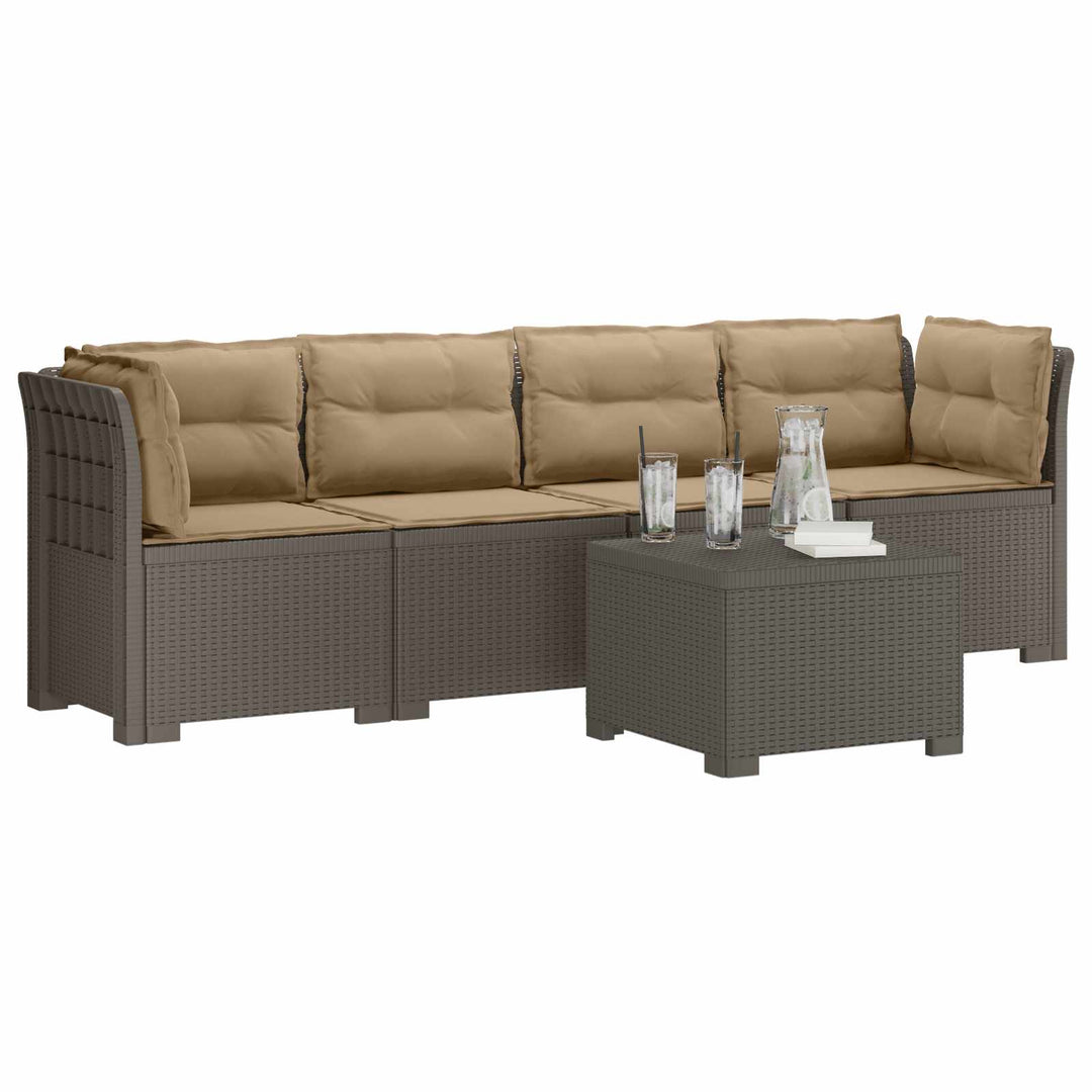 4-personers have-sofa med puder i rattan-look PP Lysegrå