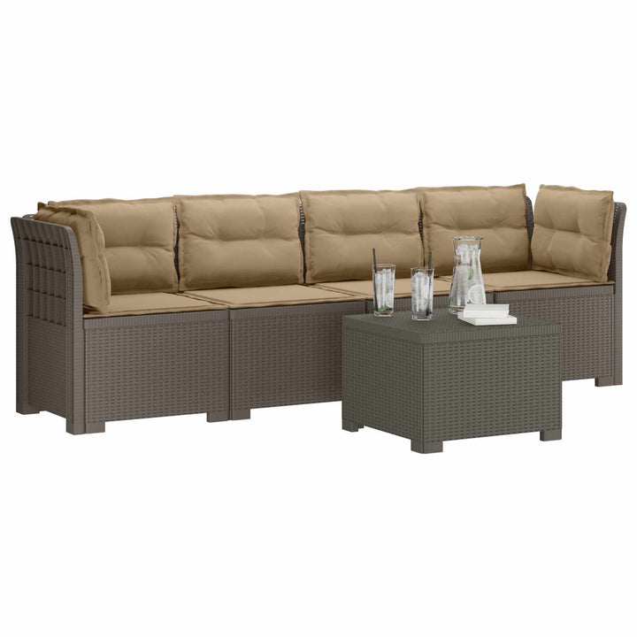 4-personers have-sofa med puder i rattan-look PP Lysegrå