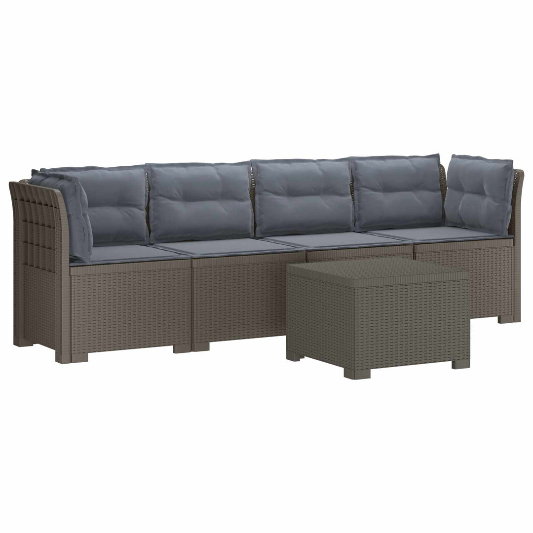 4-personers have-sofa med puder i rattan-look PP Lysegrå