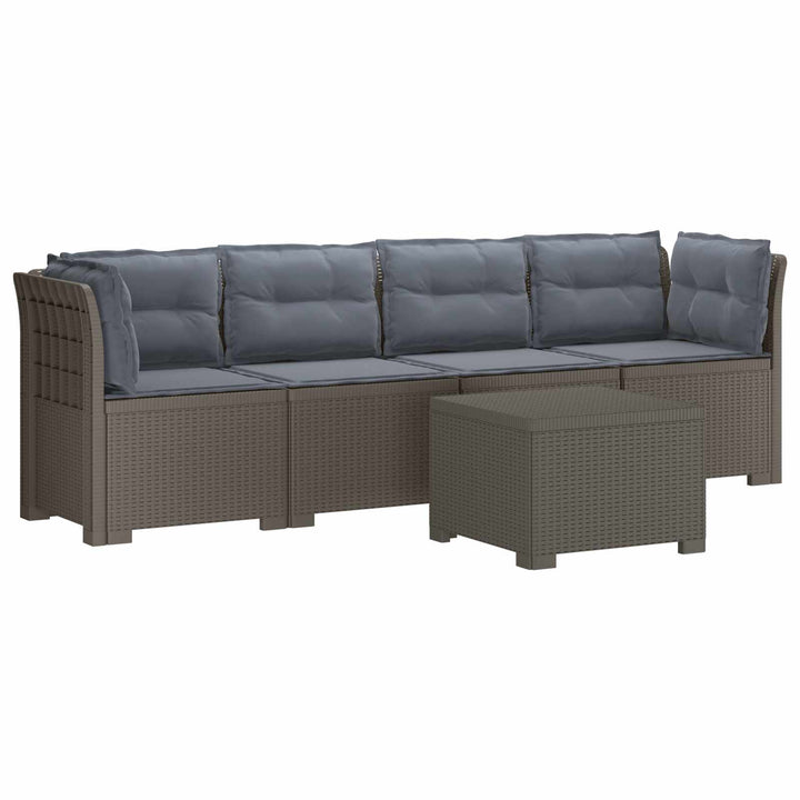 4-personers have-sofa med puder i rattan-look PP Lysegrå