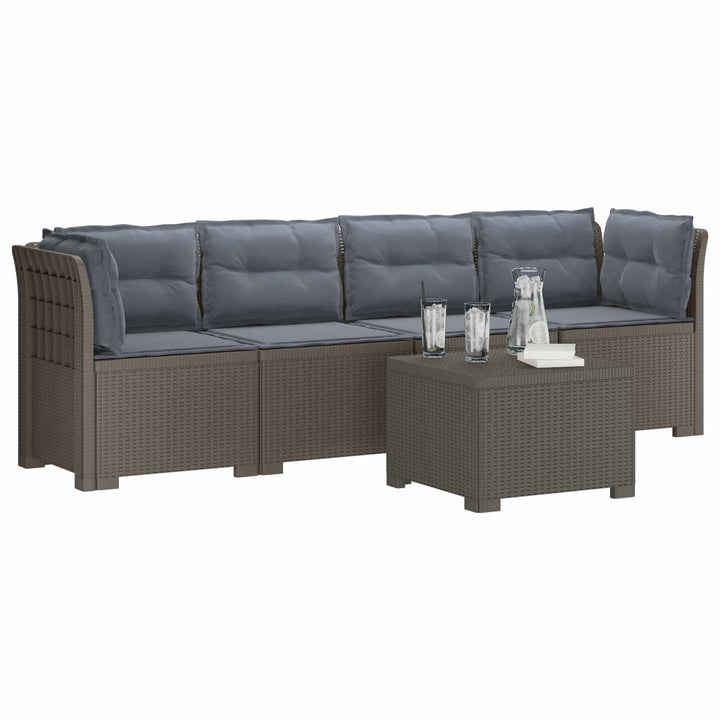 4-personers have-sofa med puder i rattan-look PP Lysegrå