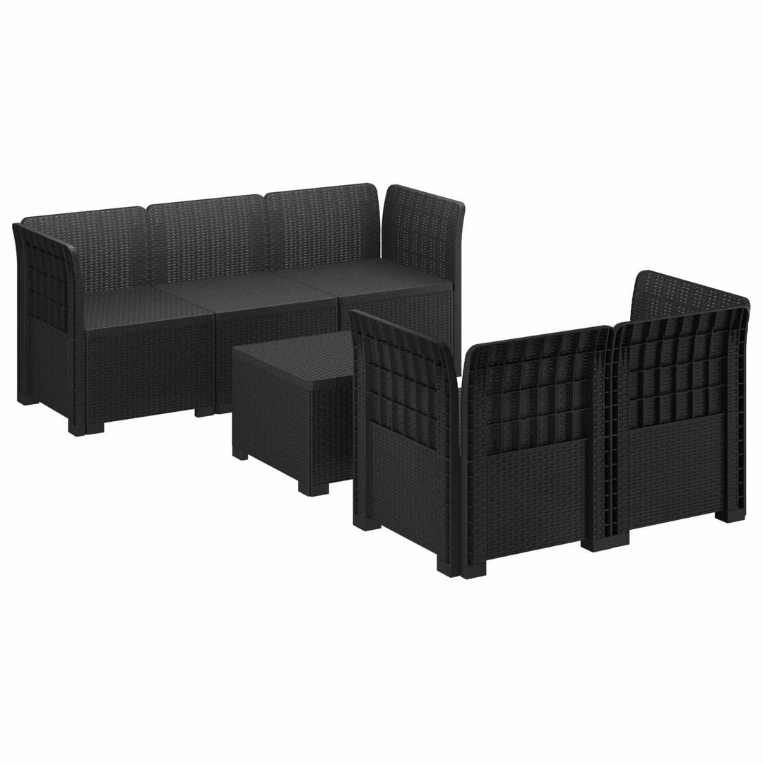5-personers Havemøbel Sofa Rattan Look PP Antracit