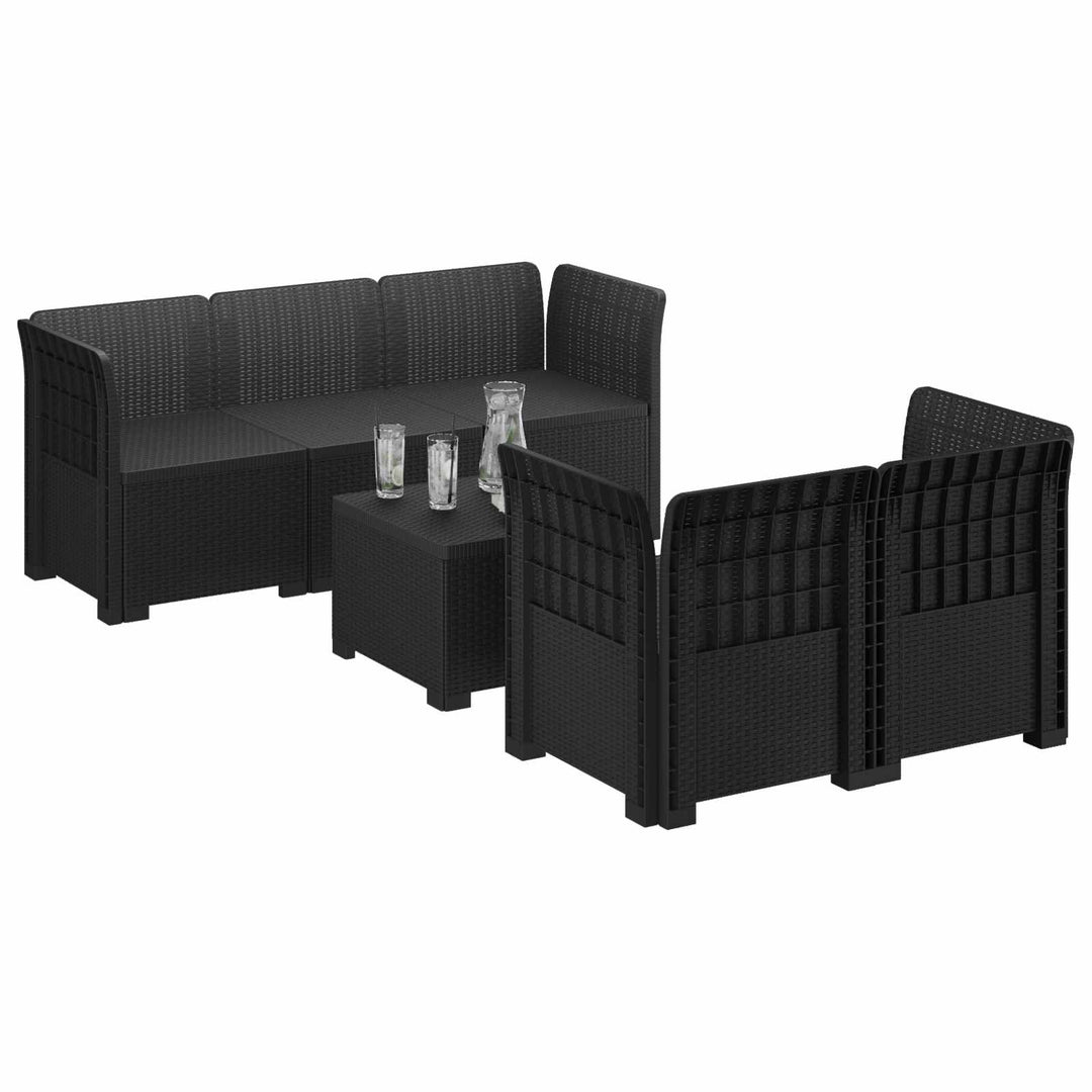 5-personers Havemøbel Sofa Rattan Look PP Antracit