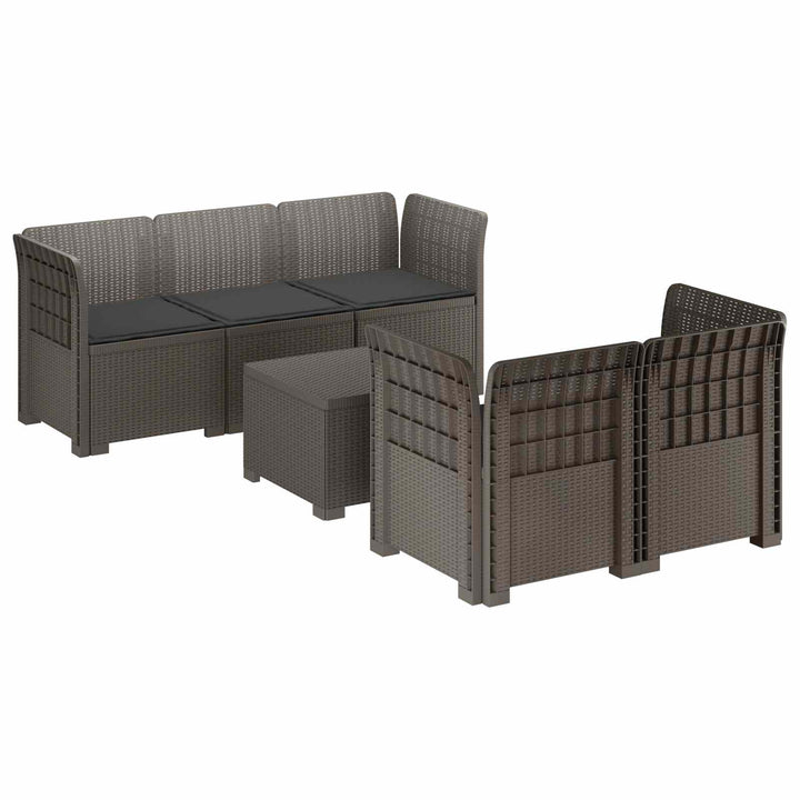 5-personers Havemøbel Sofa med Hynder Rattan Look PP Lysegrå