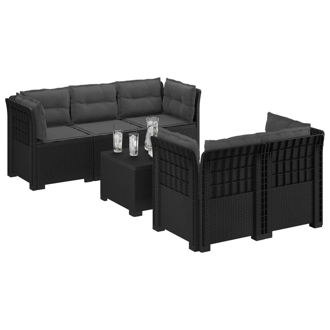 5-personers Havemøbel Sofa med Hynder Rattan Look PP Antracit