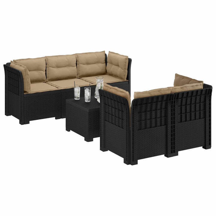 5-personers Havemøbel Sofa med Hynder Rattan Look PP Antracit