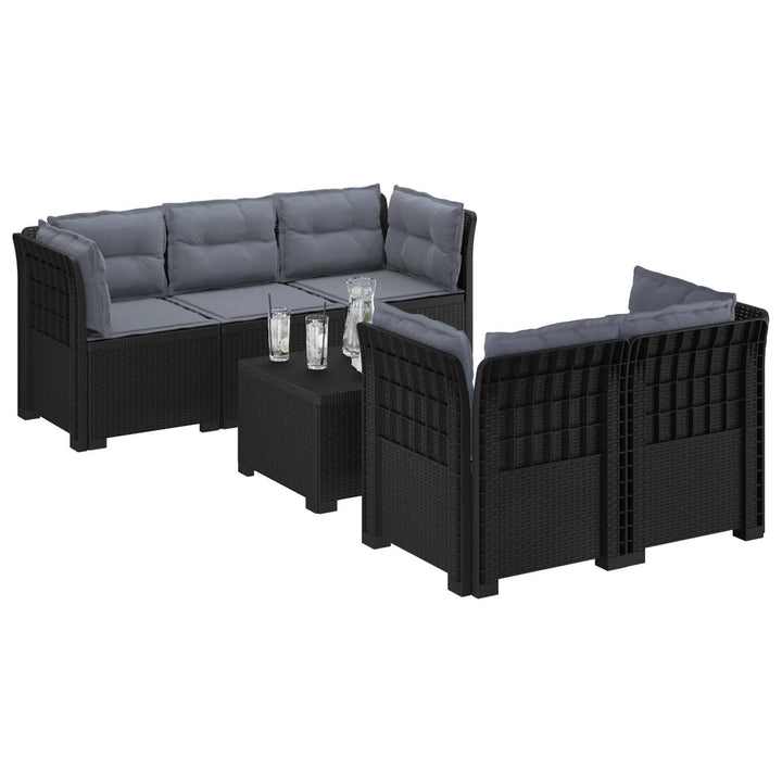 5-personers Havemøbel Sofa med Hynder Rattan Look PP Antracit