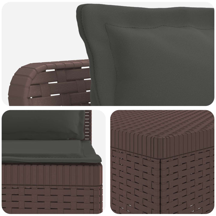 5-personers Havemøbel Sofa med Hynder Rattan Look PP Brun