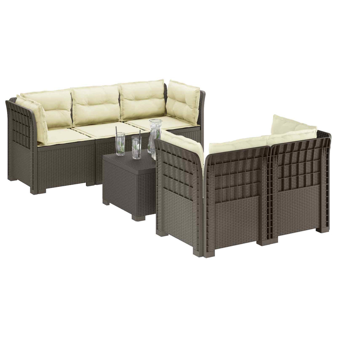 5-personers Havemøbel Sofa med Hynder Rattan Look PP Lysegrå