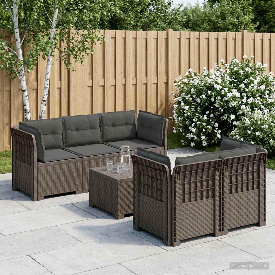 5-personers Havemøbel Sofa med Hynder Rattan Look PP Lysegrå