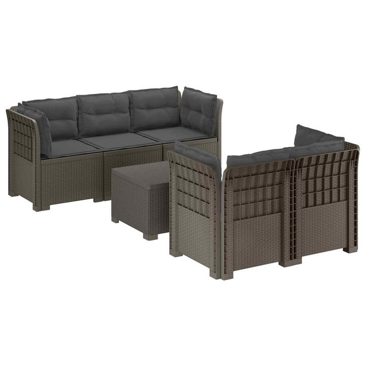 5-personers Havemøbel Sofa med Hynder Rattan Look PP Lysegrå