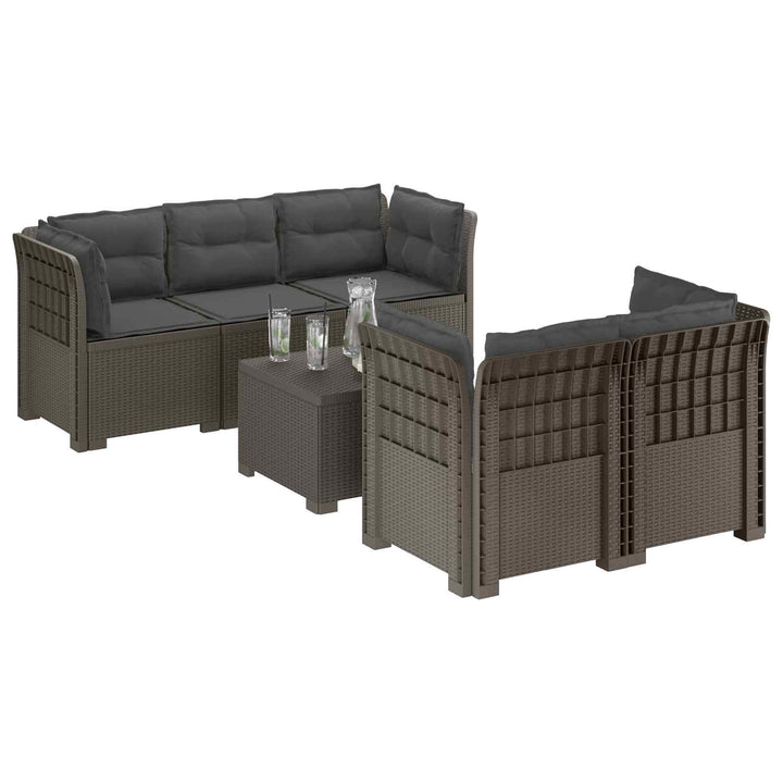 5-personers Havemøbel Sofa med Hynder Rattan Look PP Lysegrå