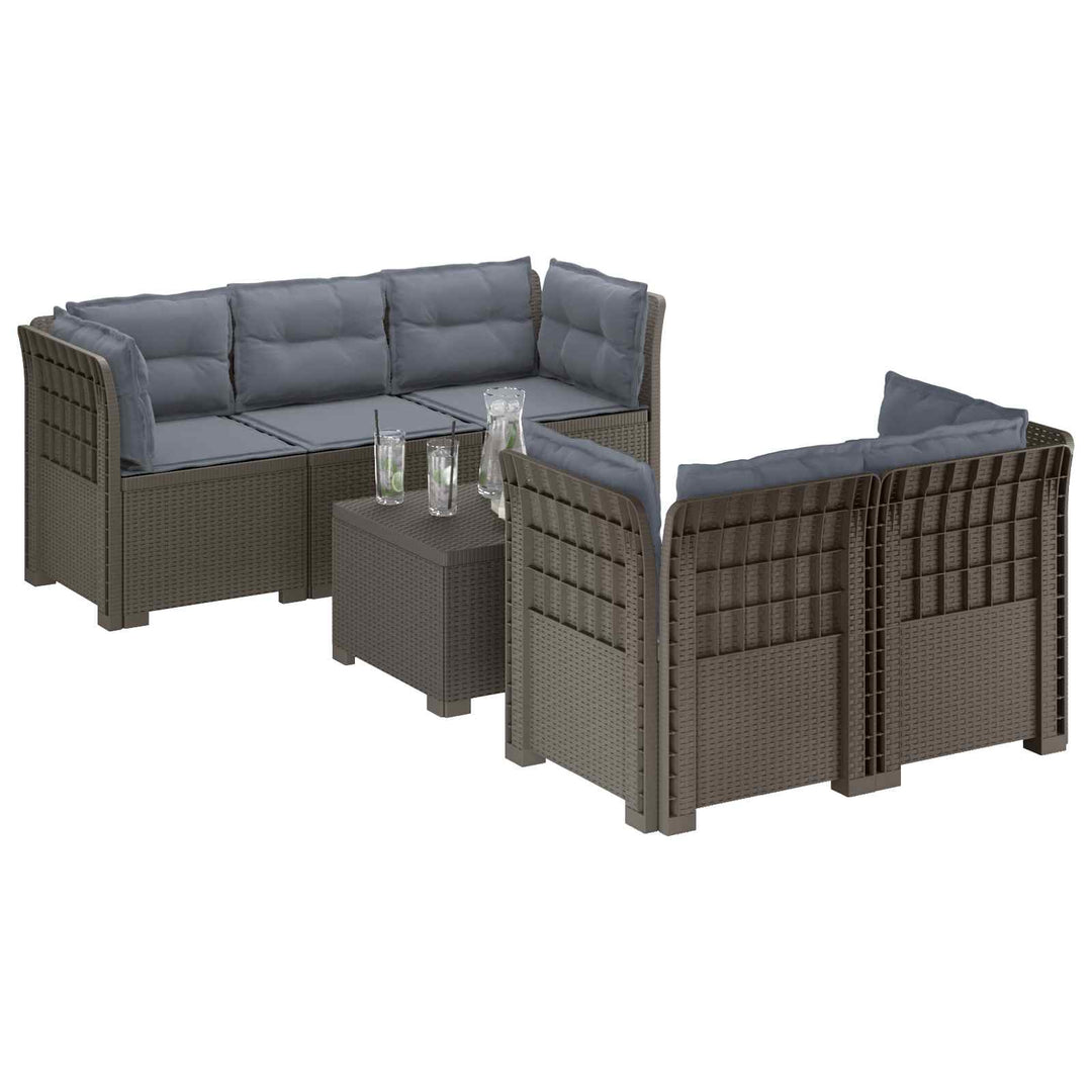 5-personers Havemøbel Sofa med Hynder Rattan Look PP Lysegrå