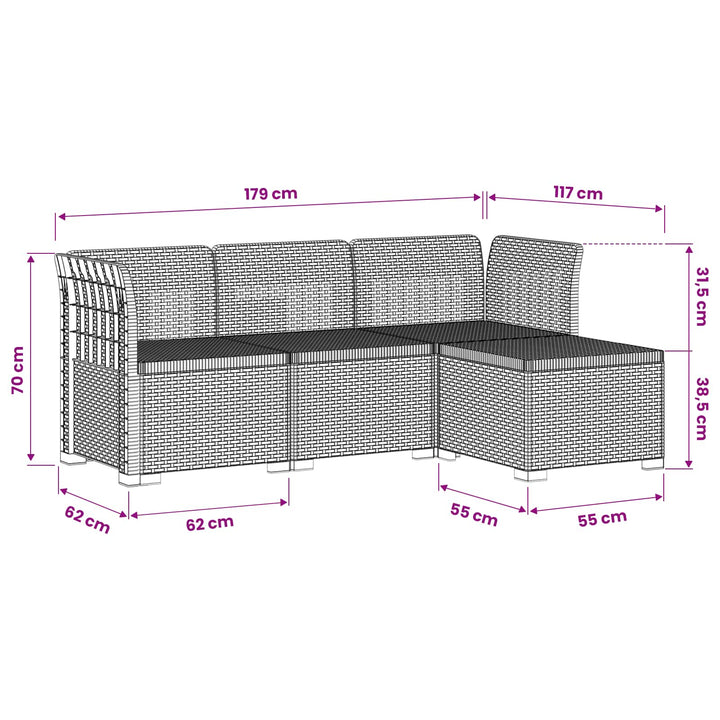 4-personers Have Sofa Rattan Look PP Hvid