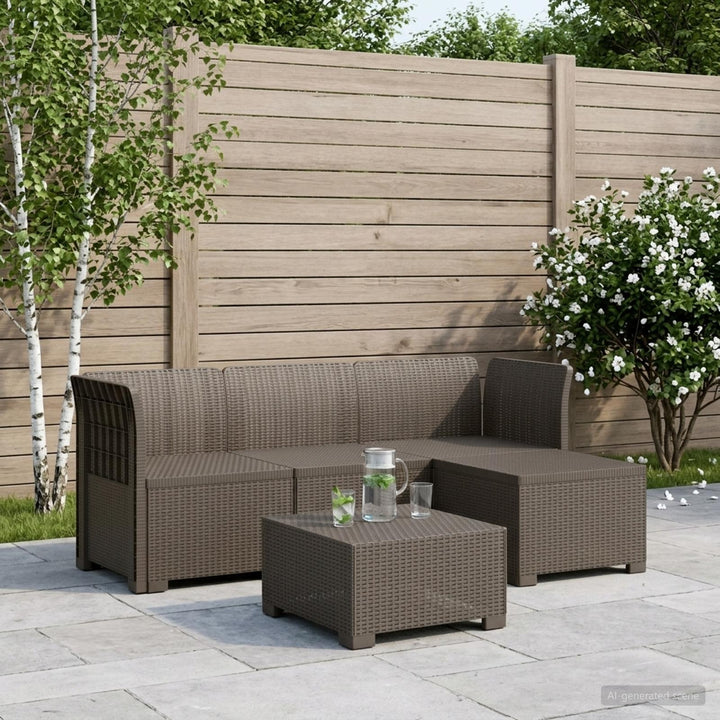 4-personers Have Sofa Rattan Look PP Lysegrå