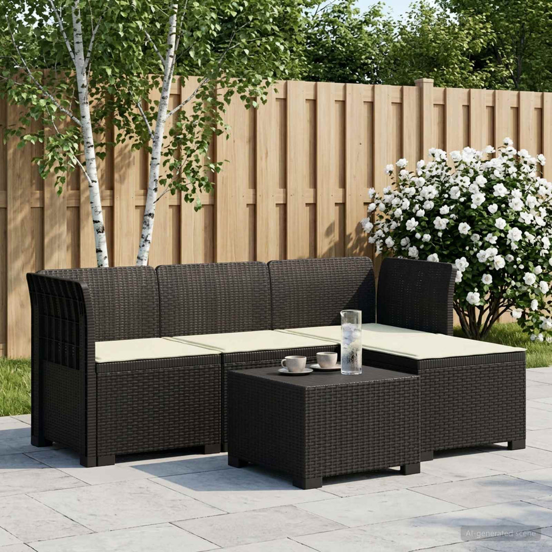 4-personers Have Sofa med Hynder Rattan Look PP Antracit