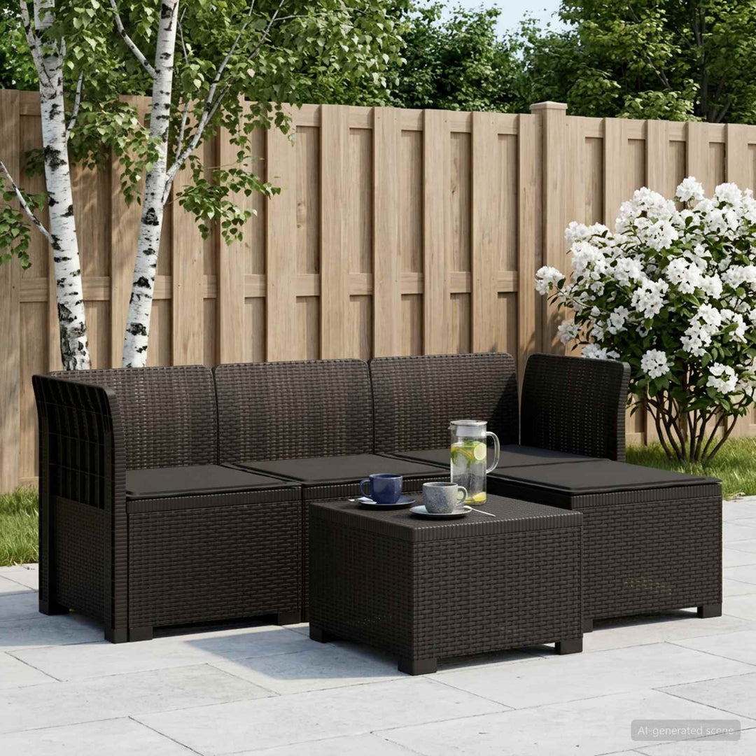 4-personers Have Sofa med Hynder Rattan Look PP Antracit