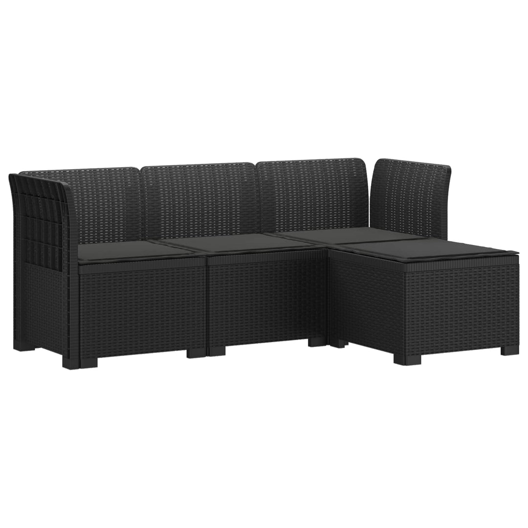 4-personers Have Sofa med Hynder Rattan Look PP Antracit
