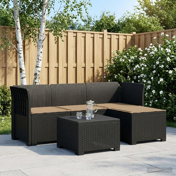 4-personers Have Sofa med Hynder Rattan Look PP Antracit