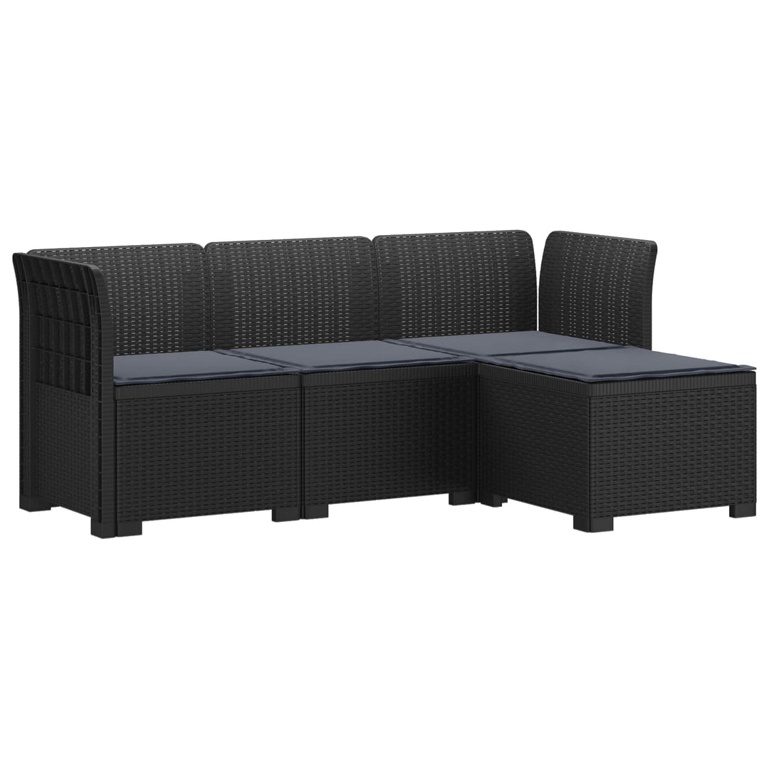4-personers Have Sofa med Hynder Rattan Look PP Antracit
