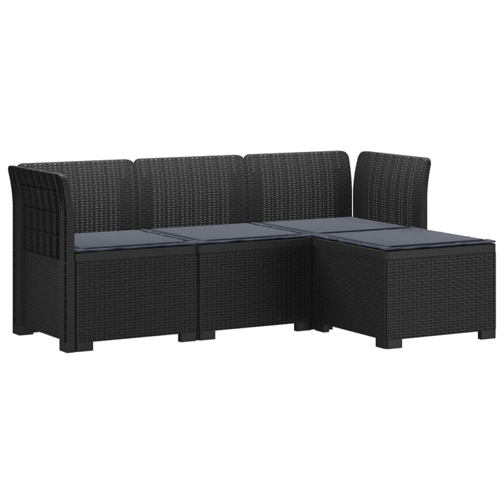 4-personers Have Sofa med Hynder Rattan Look PP Antracit