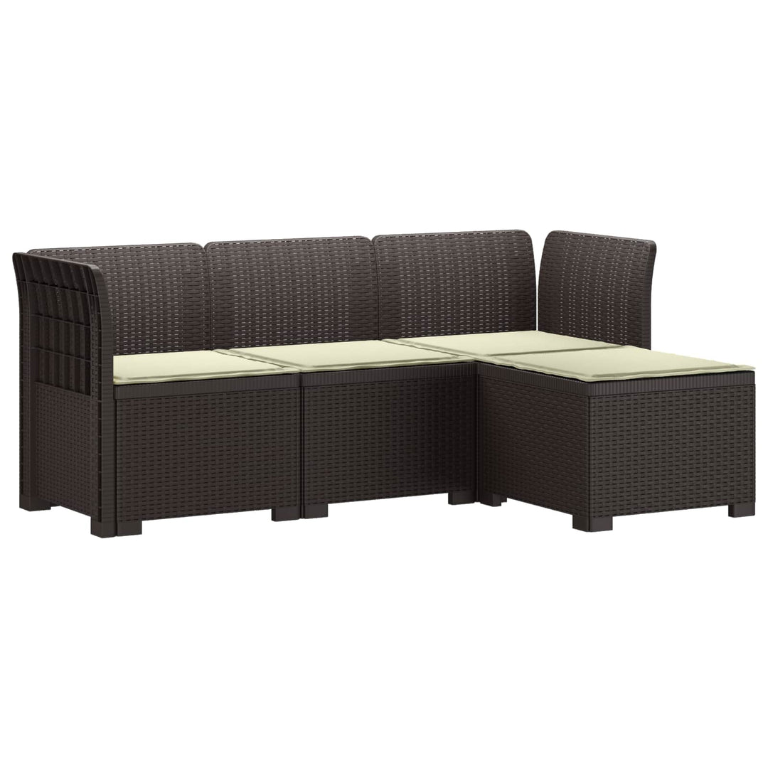 4-personers Have Sofa med Hynder Rattan Look PP Brun