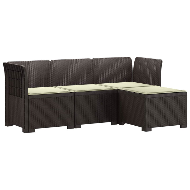 4-personers Have Sofa med Hynder Rattan Look PP Brun