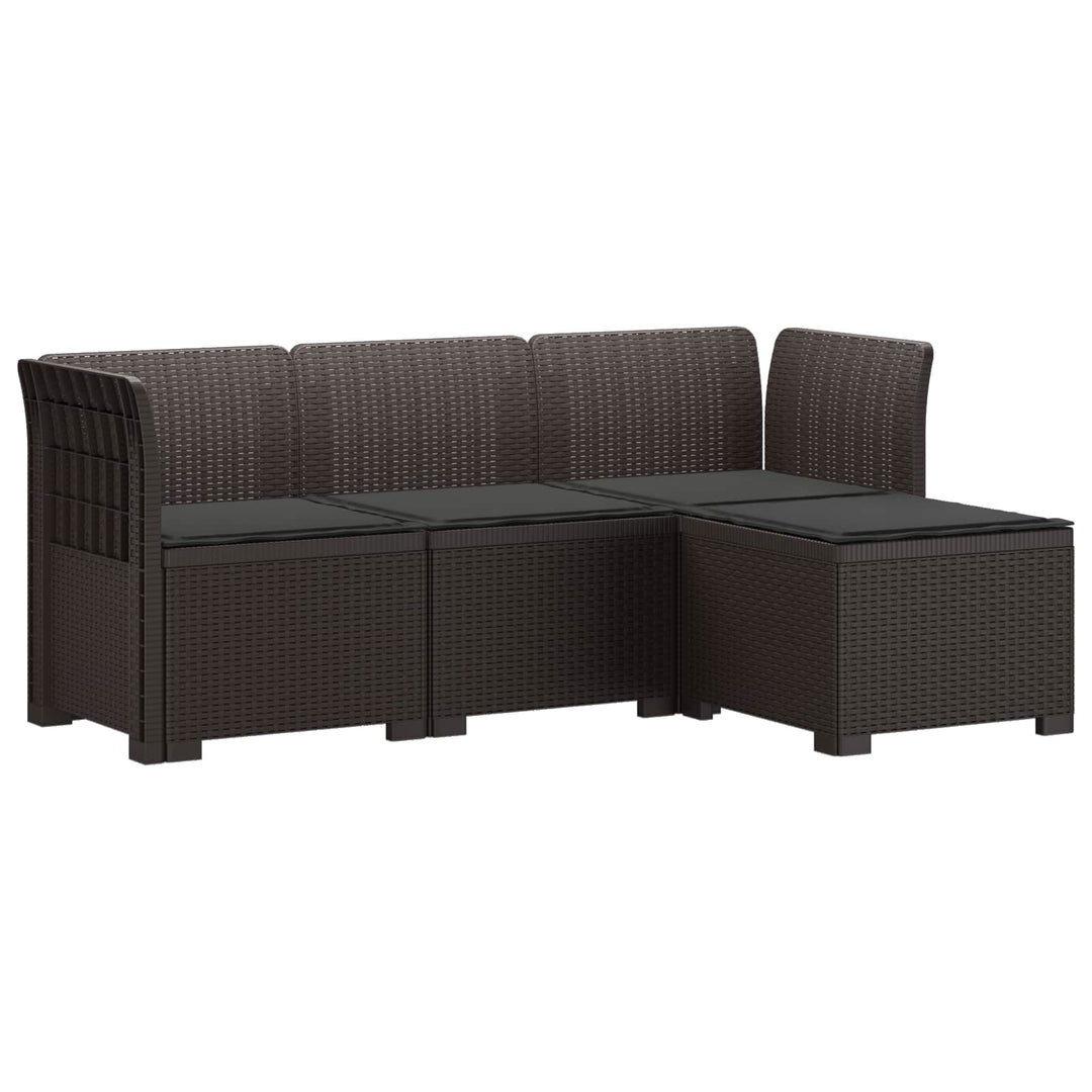 4-personers Have Sofa med Hynder Rattan Look PP Brun