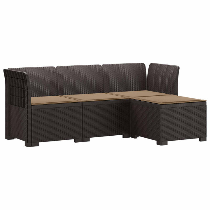 4-personers Have Sofa med Hynder Rattan Look PP Brun