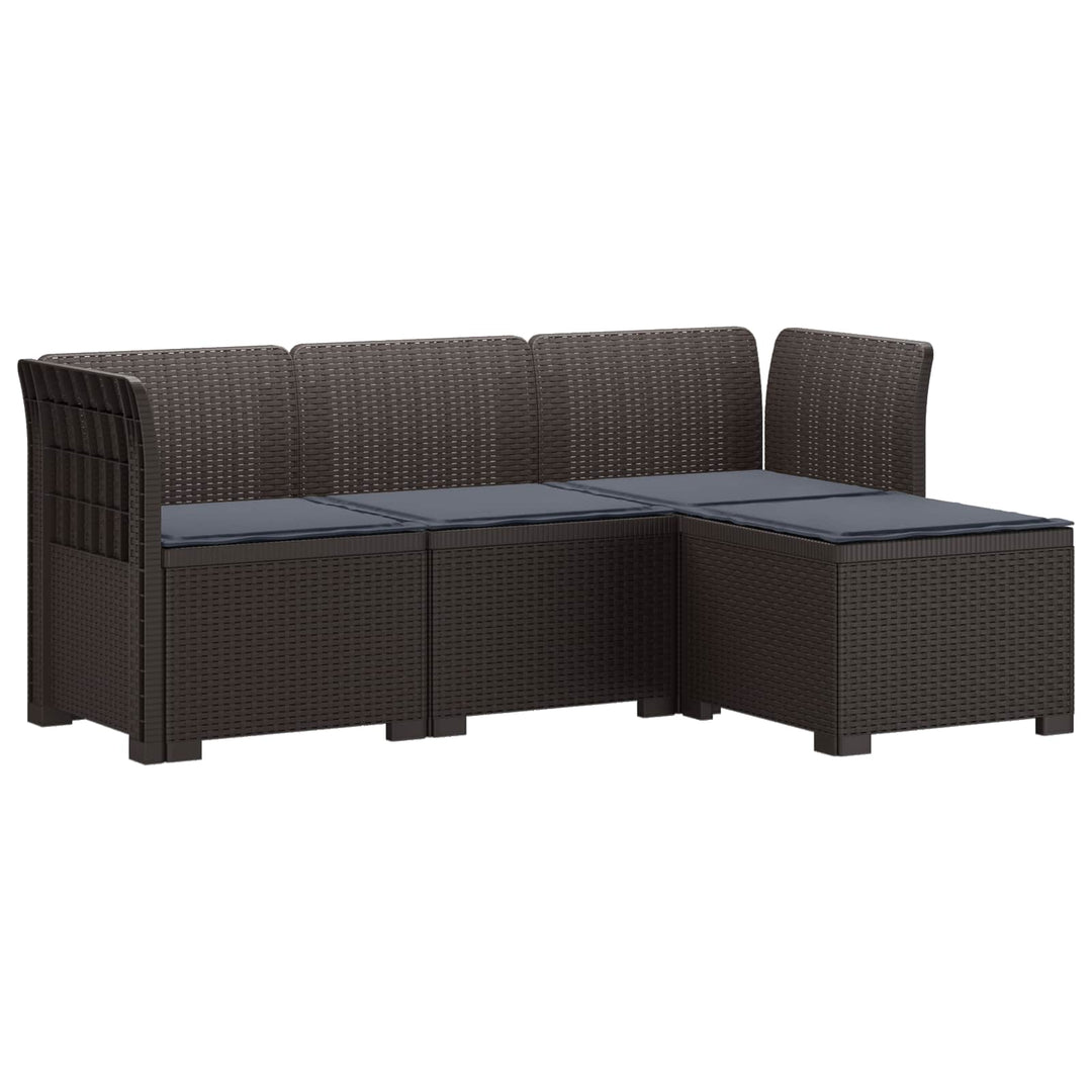 4-personers Have Sofa med Hynder Rattan Look PP Brun