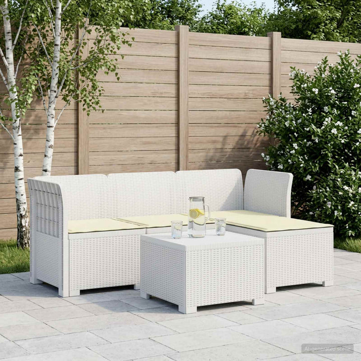 4-personers Have Sofa med Hynder Rattan Look PP Hvid