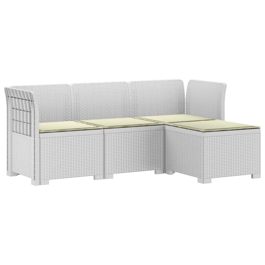 4-personers Have Sofa med Hynder Rattan Look PP Hvid
