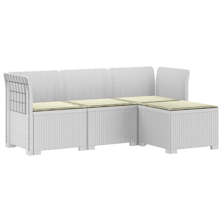 4-personers Have Sofa med Hynder Rattan Look PP Hvid