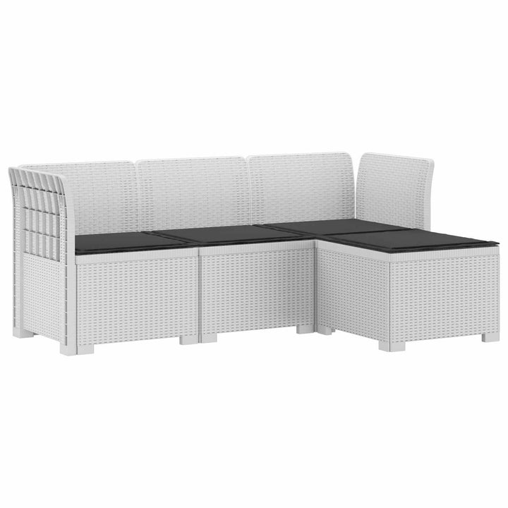 4-personers Have Sofa med Hynder Rattan Look PP Hvid