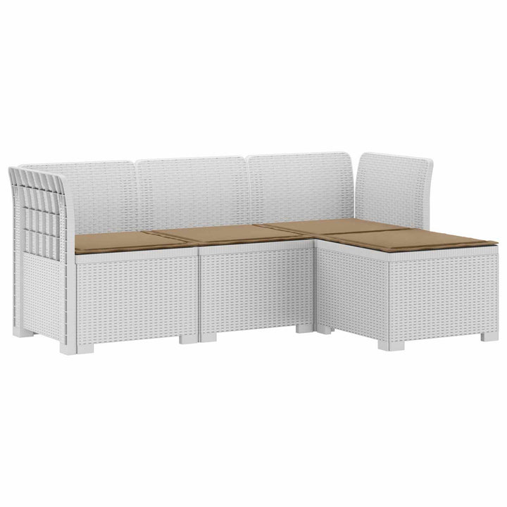 4-personers Have Sofa med Hynder Rattan Look PP Hvid