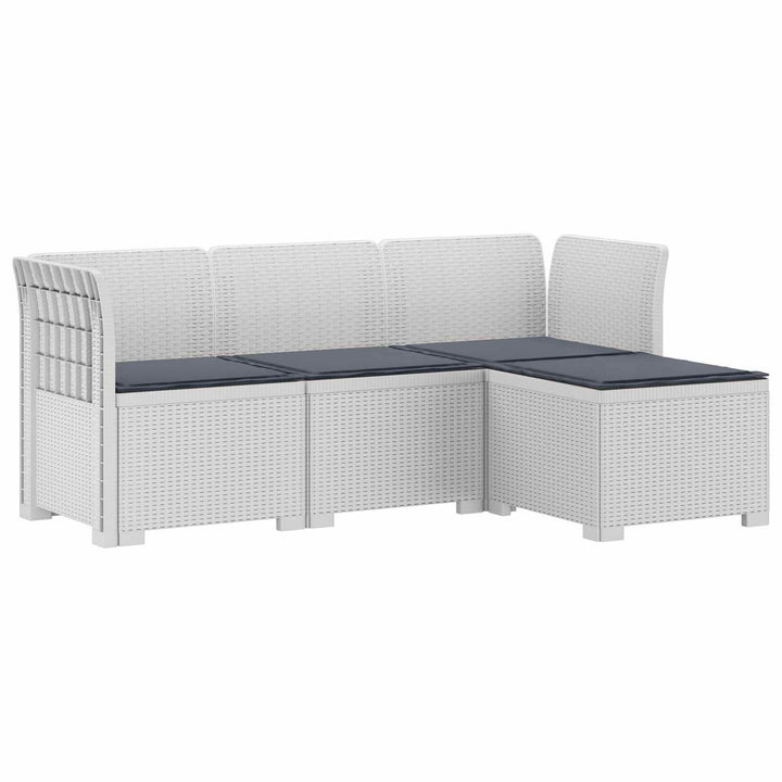 4-personers Have Sofa med Hynder Rattan Look PP Hvid