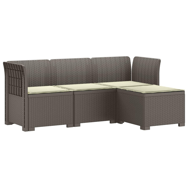 4-personers Have Sofa med Hynder Rattan Look PP Lysegrå