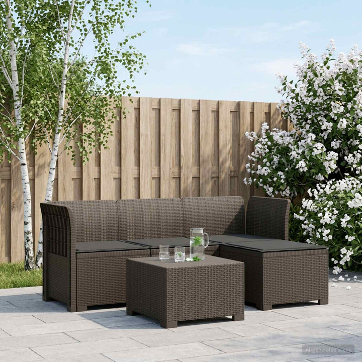 4-personers Have Sofa med Hynder Rattan Look PP Lysegrå