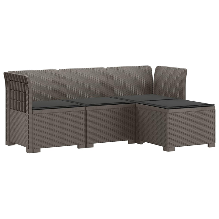 4-personers Have Sofa med Hynder Rattan Look PP Lysegrå