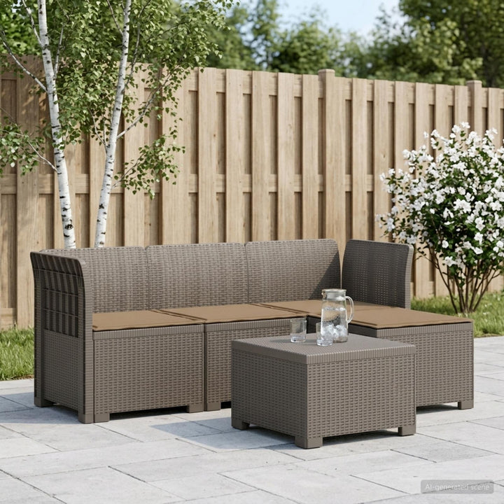 4-personers Have Sofa med Hynder Rattan Look PP Lysegrå