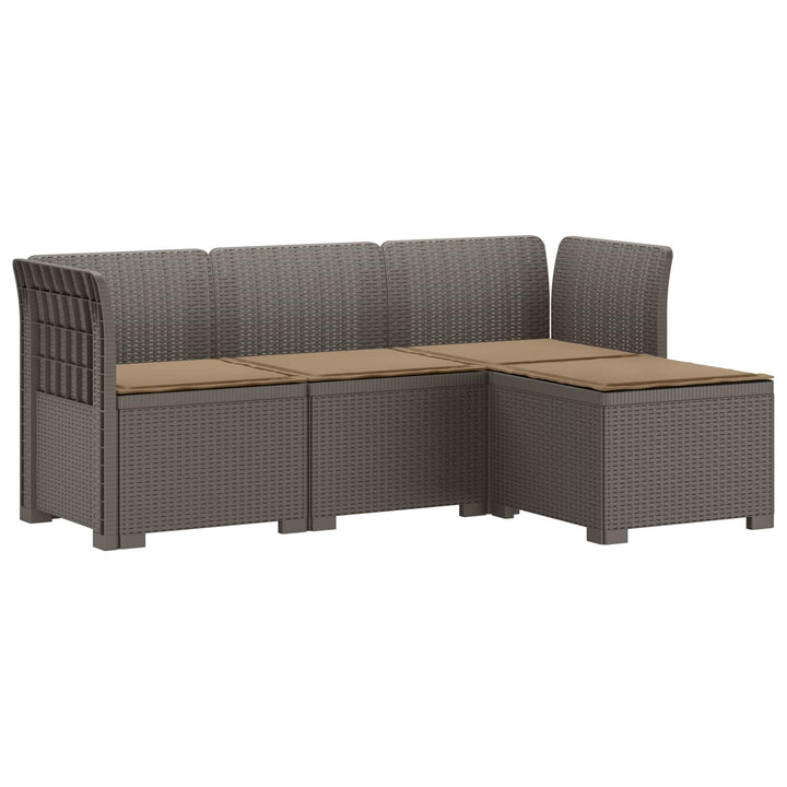 4-personers Have Sofa med Hynder Rattan Look PP Lysegrå