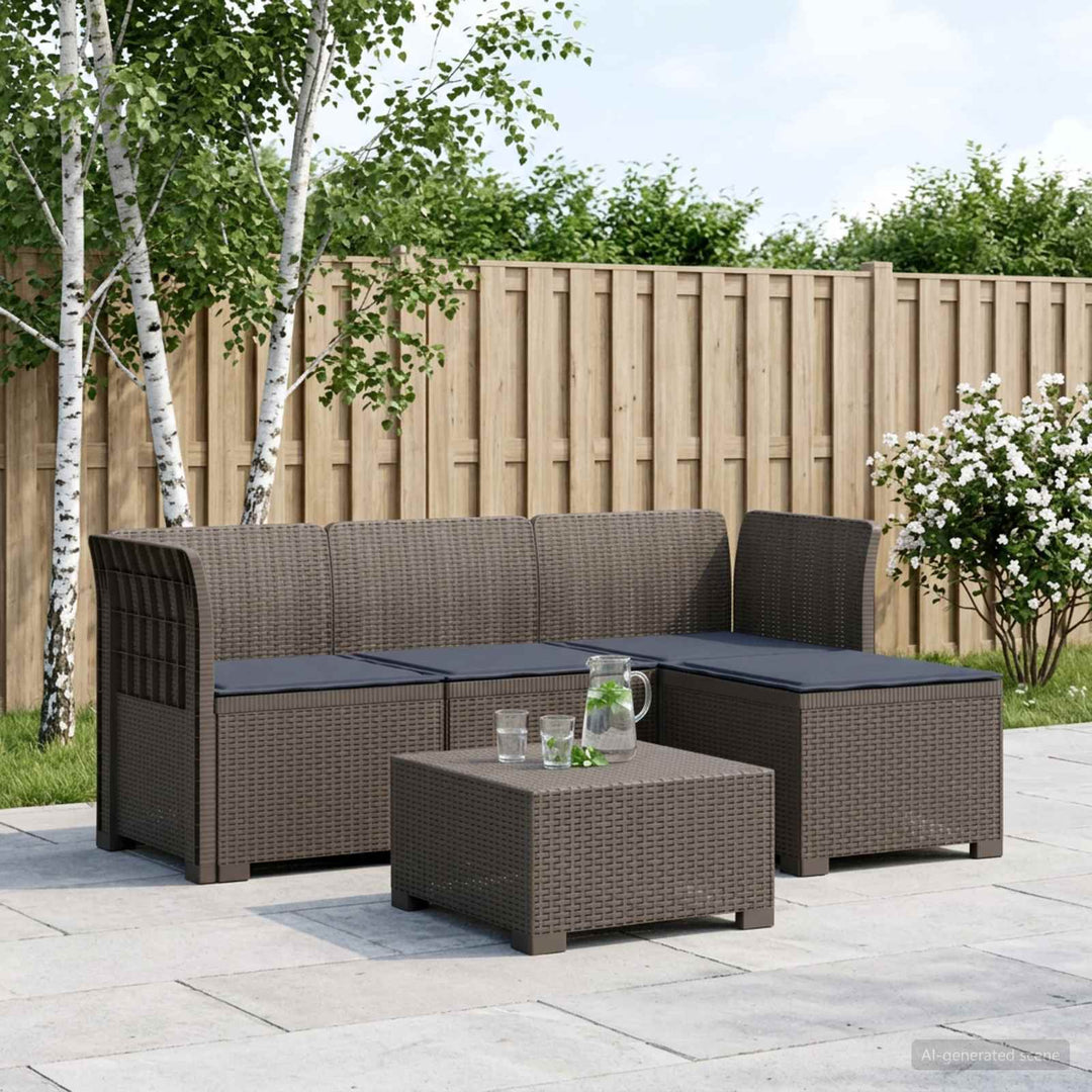 4-personers Have Sofa med Hynder Rattan Look PP Lysegrå
