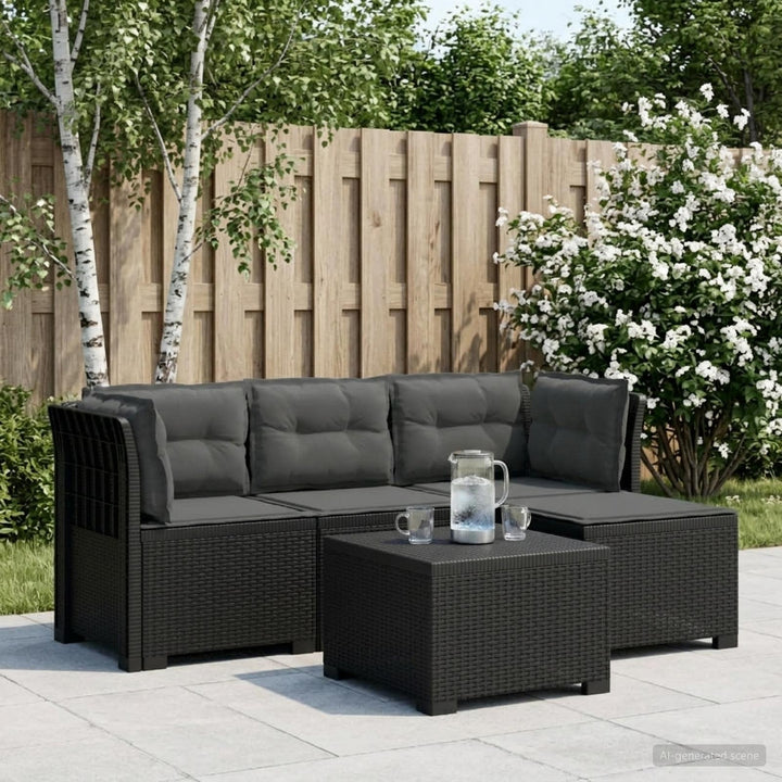 4-personers Have Sofa med Hynder Rattan Look PP Antracit