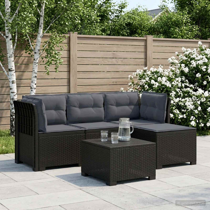 4-personers Have Sofa med Hynder Rattan Look PP Antracit