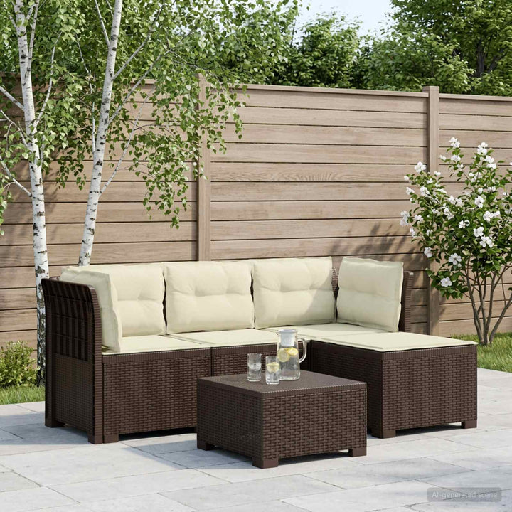 4-personers Have Sofa med Hynder Rattan Look PP Brun