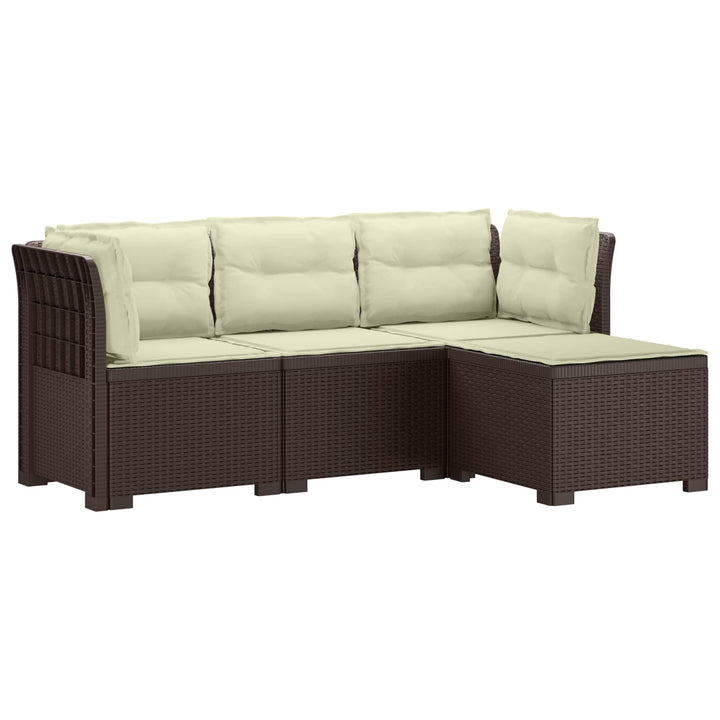 4-personers Have Sofa med Hynder Rattan Look PP Brun