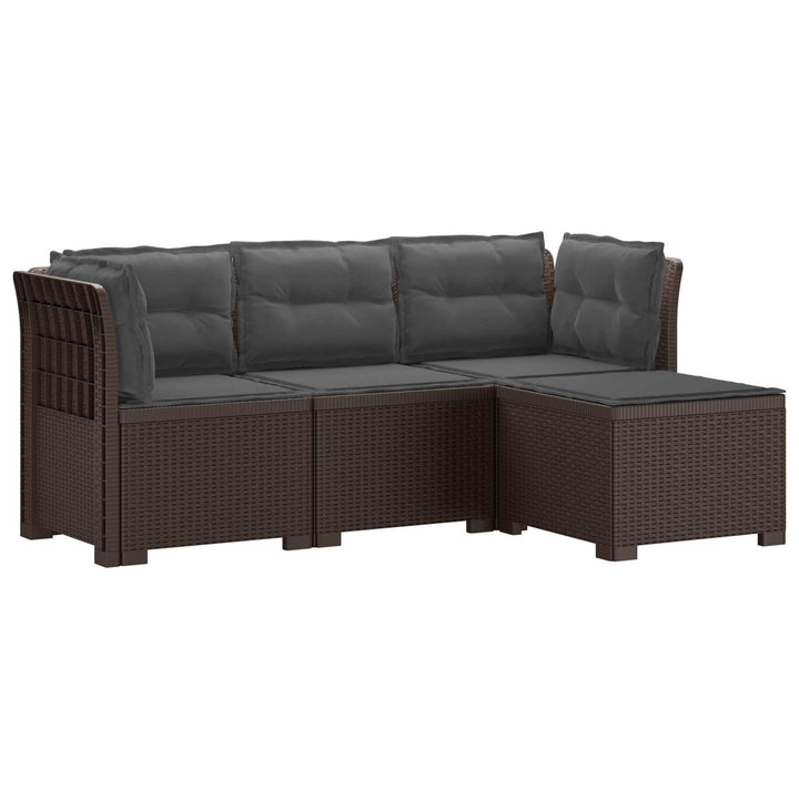 4-personers Have Sofa med Hynder Rattan Look PP Brun